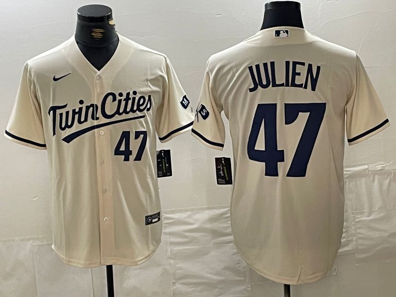 Men Minnesota Twins 47 Julien Cream 2024 Nike Game MLB Jersey style 2